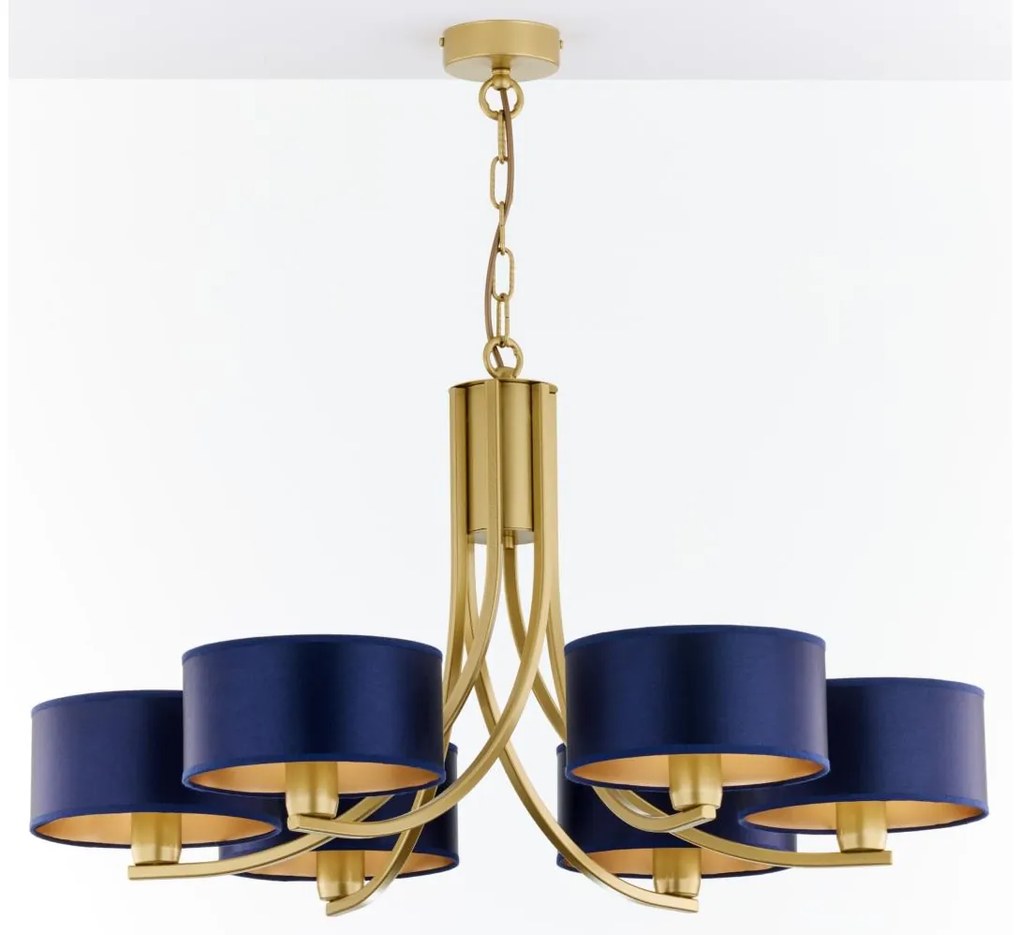Jupiter 2095 - Láncos csillár ARTHUR 6xE27/15W/230V kék/arany