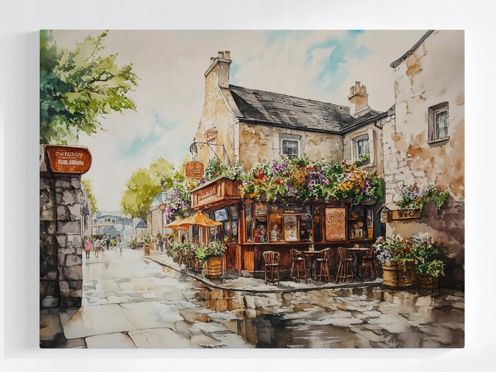 Poszter Város Utca Bérházak Kocsma Kávézó Kocsmák 80x60