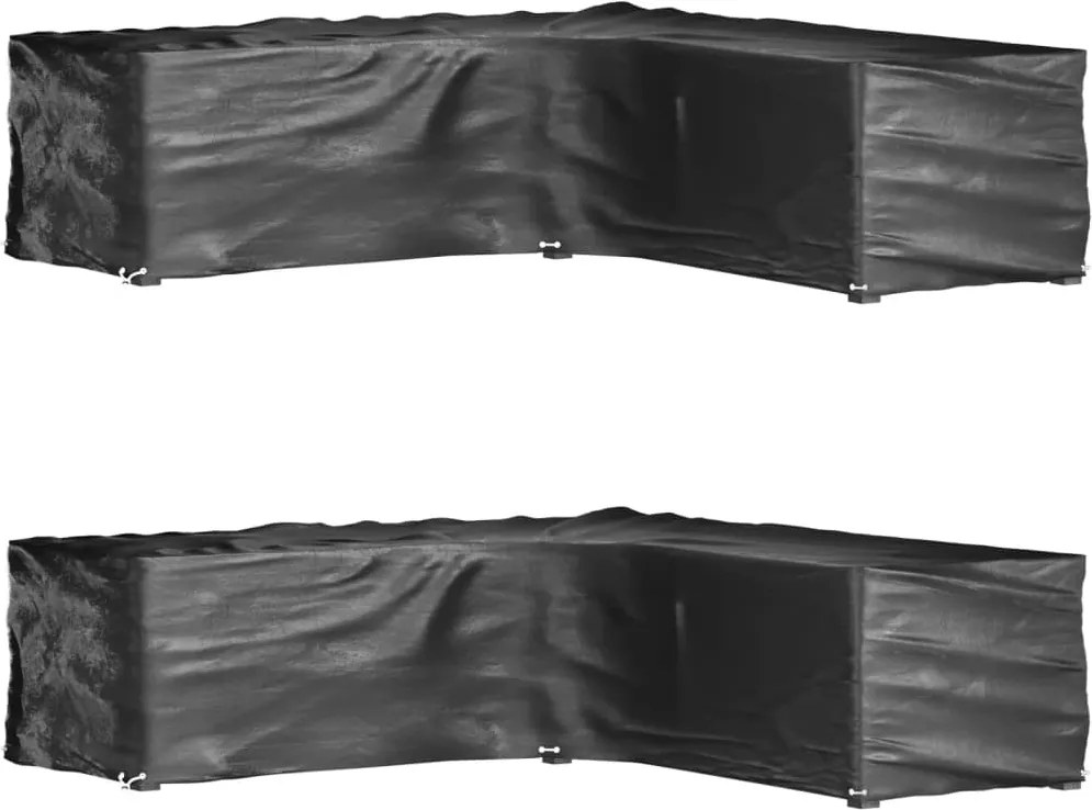 vidaXL 2 db L-alakú kerti bútorhuzat 16 fűzőlyukkal 285x285x70 cm