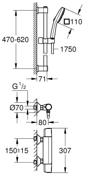 GROHE 34237003 - Termosztátos zuhanycsaptelep PRECISION TREND 150 mm króm