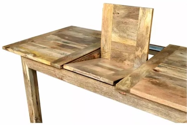 HINA 180x90 cm kinyitható étkezőasztal, tömör mangófa