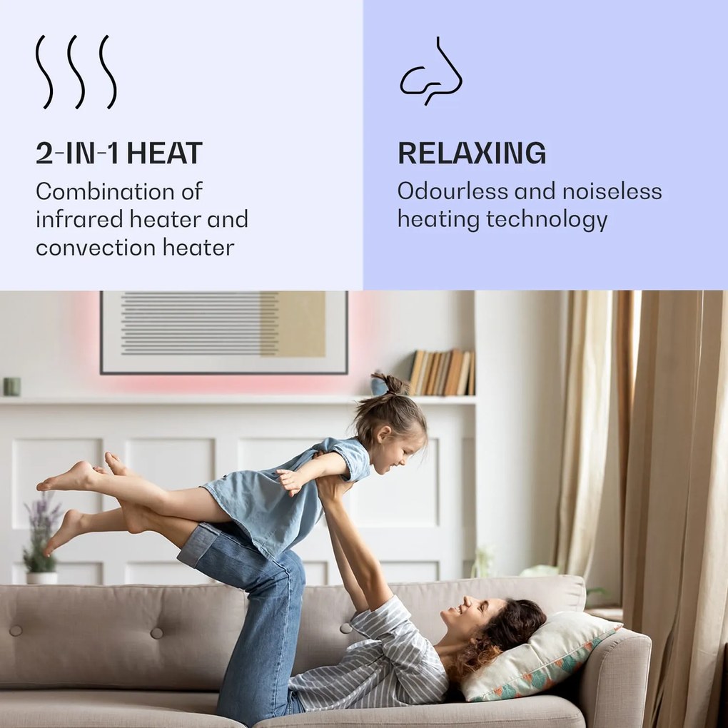 Klarstein Mojave 1000 smart, infravörös hősugárzó 2 az 1-ben, konvektor, 120 x 60 cm, 1000 W, RGB világítás