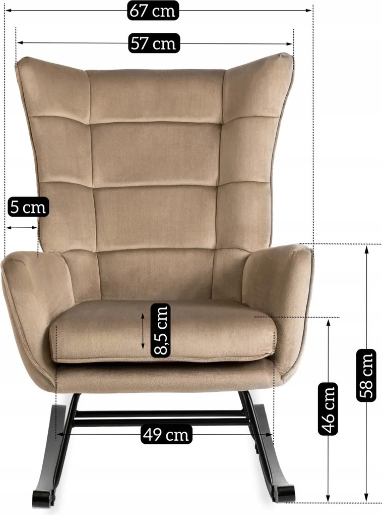Hintafotel bézs bársony kárpittal – JACKSON