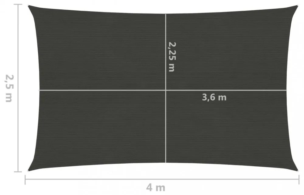 antracitszürke HDPE napvitorla 160 g/m² 2,5 x 4 m