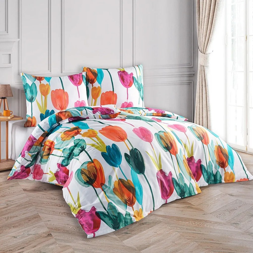 BedTex Satin ágynemű Tulipi, 140 x 200 cm, 70 x 90 cm, 140 x 200 cm, 70 x 90 cm