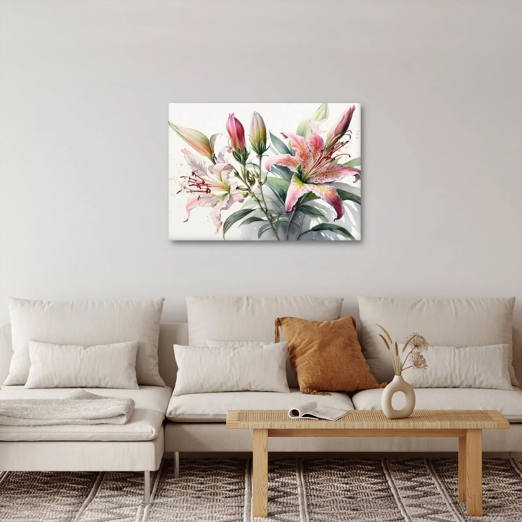 Kép - Liliomok, illusztrációk (70x50 cm)