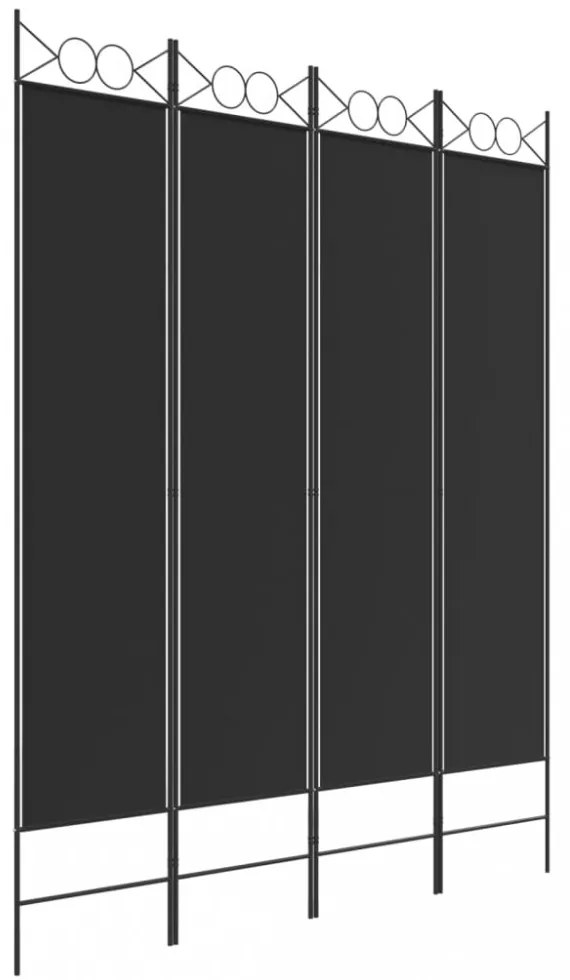 4 paneles fekete szövet térelválasztó 160x200 cm