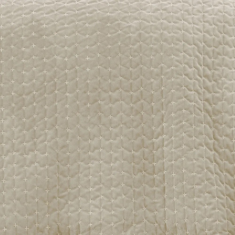 Bézs bársony steppelt ágytakaró 240x260 cm Attica Velvet Embroidered – Bianca