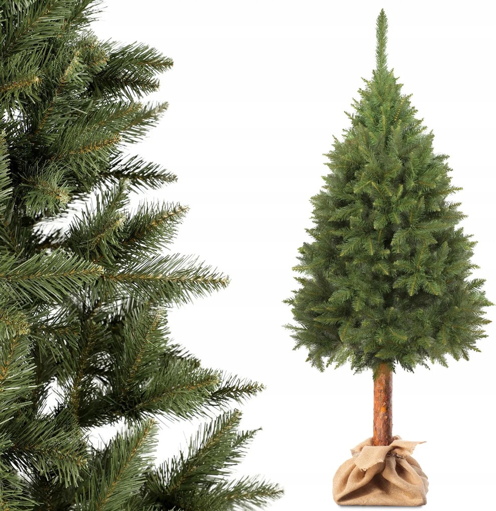 Karácsonyfa Műfenyő 220 cm Élő Lucfenyő Zöld Sűrű Stabil