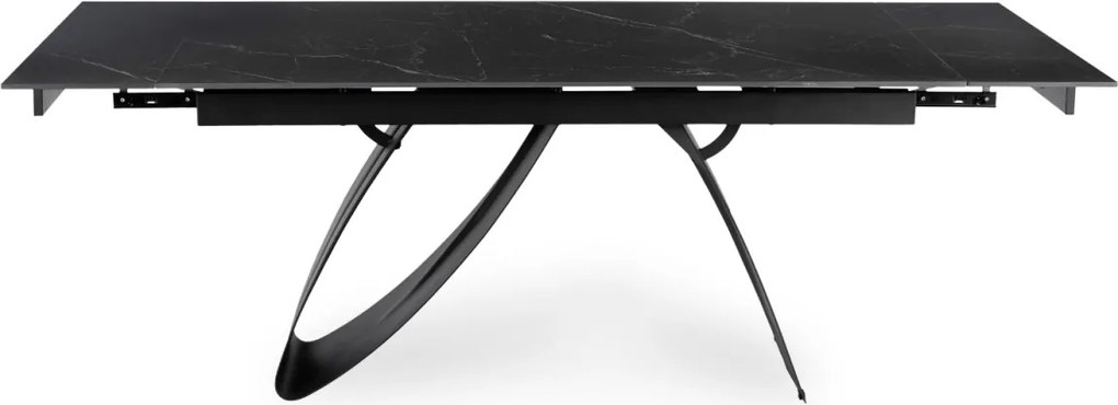 Kihúzható kerámia étkezőasztal 160–220 cm méretben, fekete márvány/fekete színben DEVON