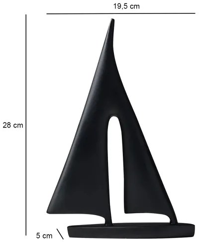 28 cm-es asztali dekoráció, gyanta, fekete