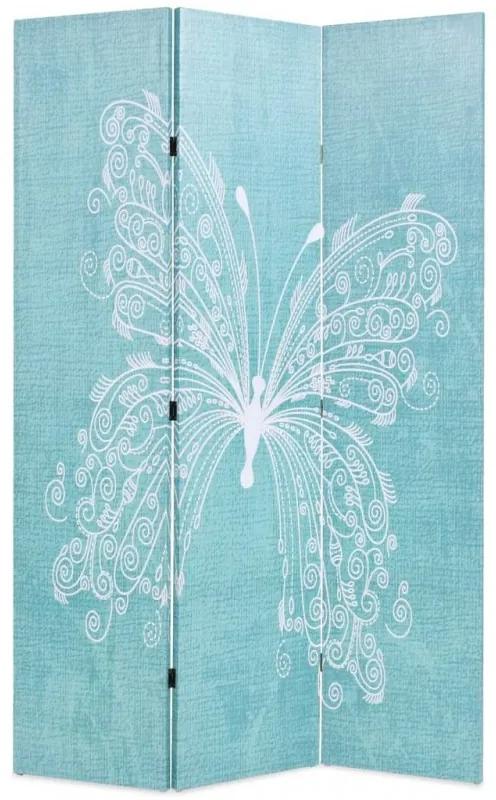 Kék pillangó mintás paraván 120 x 170 cm