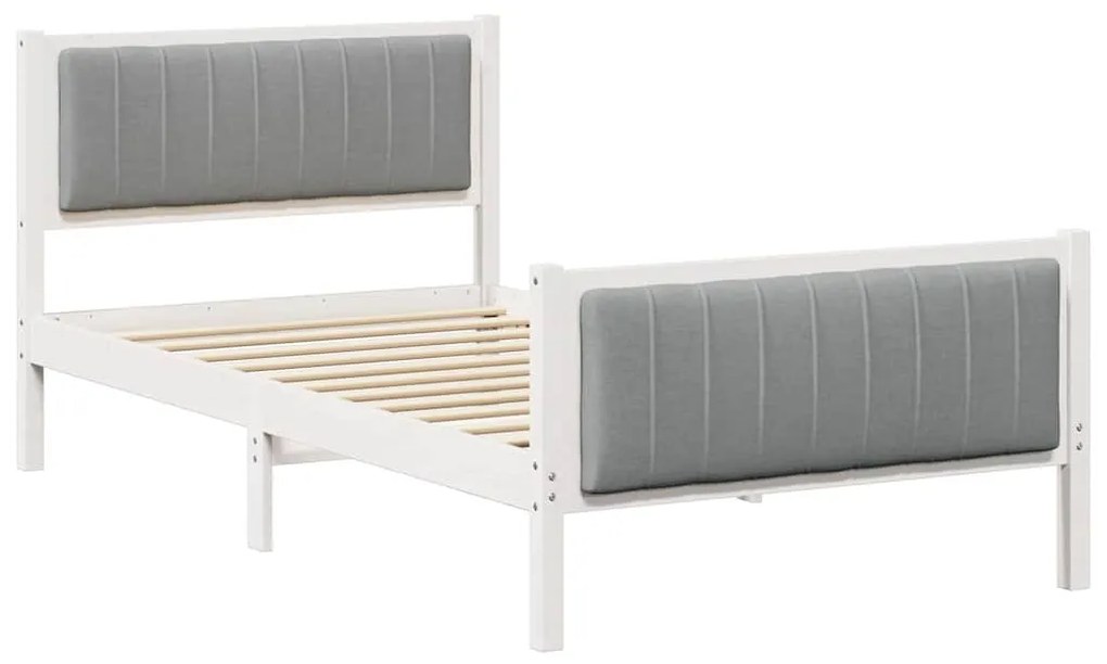 Ágykeret Fehér és világosszürke 100 x 200 cm Tömör fenyőfa