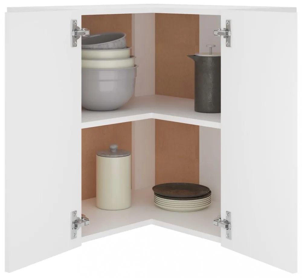 “Lyon” fehér szerelt fa függő sarokszekrény 57 x 57 x 60 cm