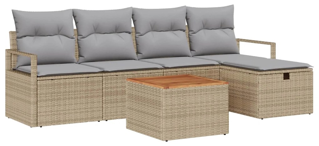 vidaXL Kerti Kanapé Szett párnával tárolóval 6 pcs Bézs Poli rattan