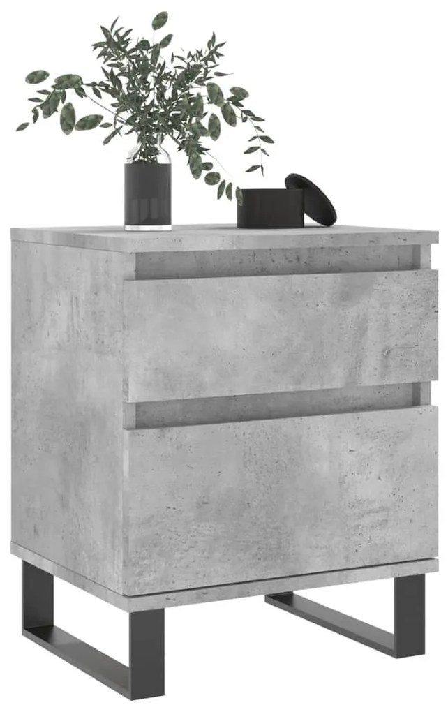 2 db betonszürke szerelt fa éjjeliszekrény 40 x 35 x 50 cm