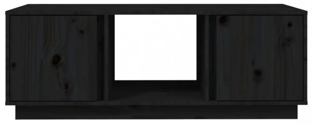 fekete tömör fenyőfa dohányzóasztal 110x50x40 cm