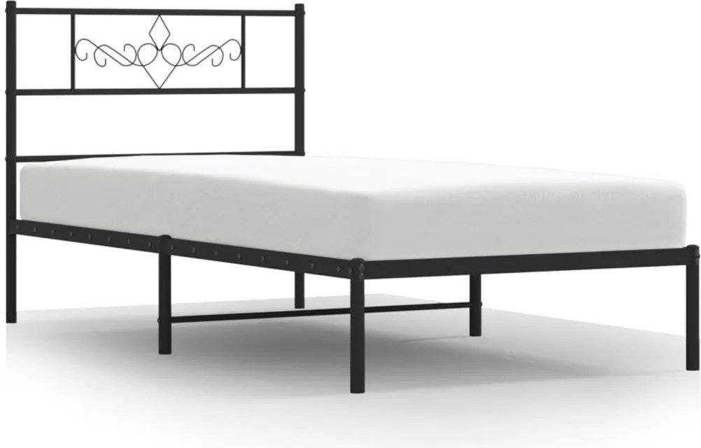 vidaXL fekete fém ágykeret fejtámlával 80 x 200 cm