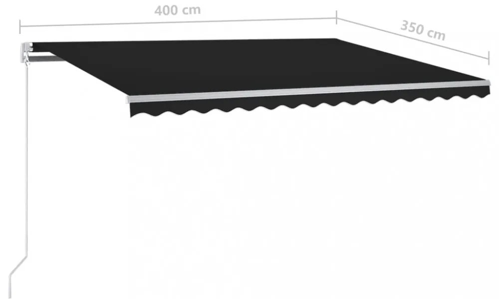 antracitszürke kézzel kihúzható LED-es napellenző 400 x 350 cm