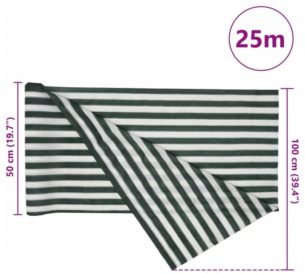 zöld és fehér HDPE belátásgátló háló 1 x 25 m 75 g/m²