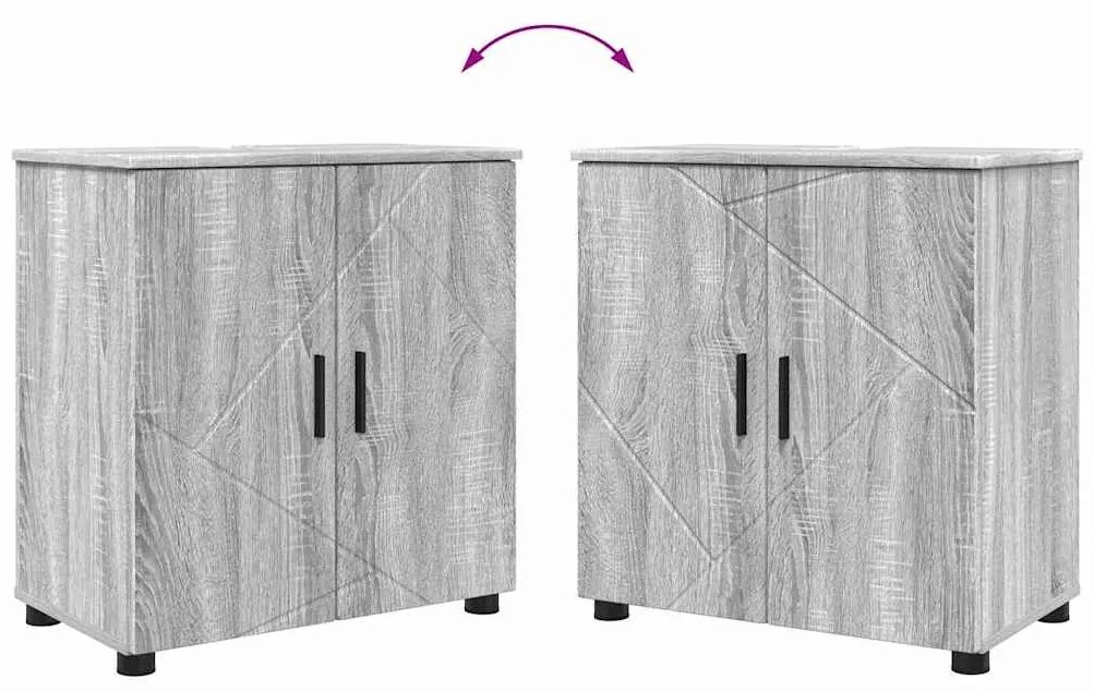 Fürdőszoba bútor szett 2 pcs Szürke sonoma 61 x 35 x 64 cm