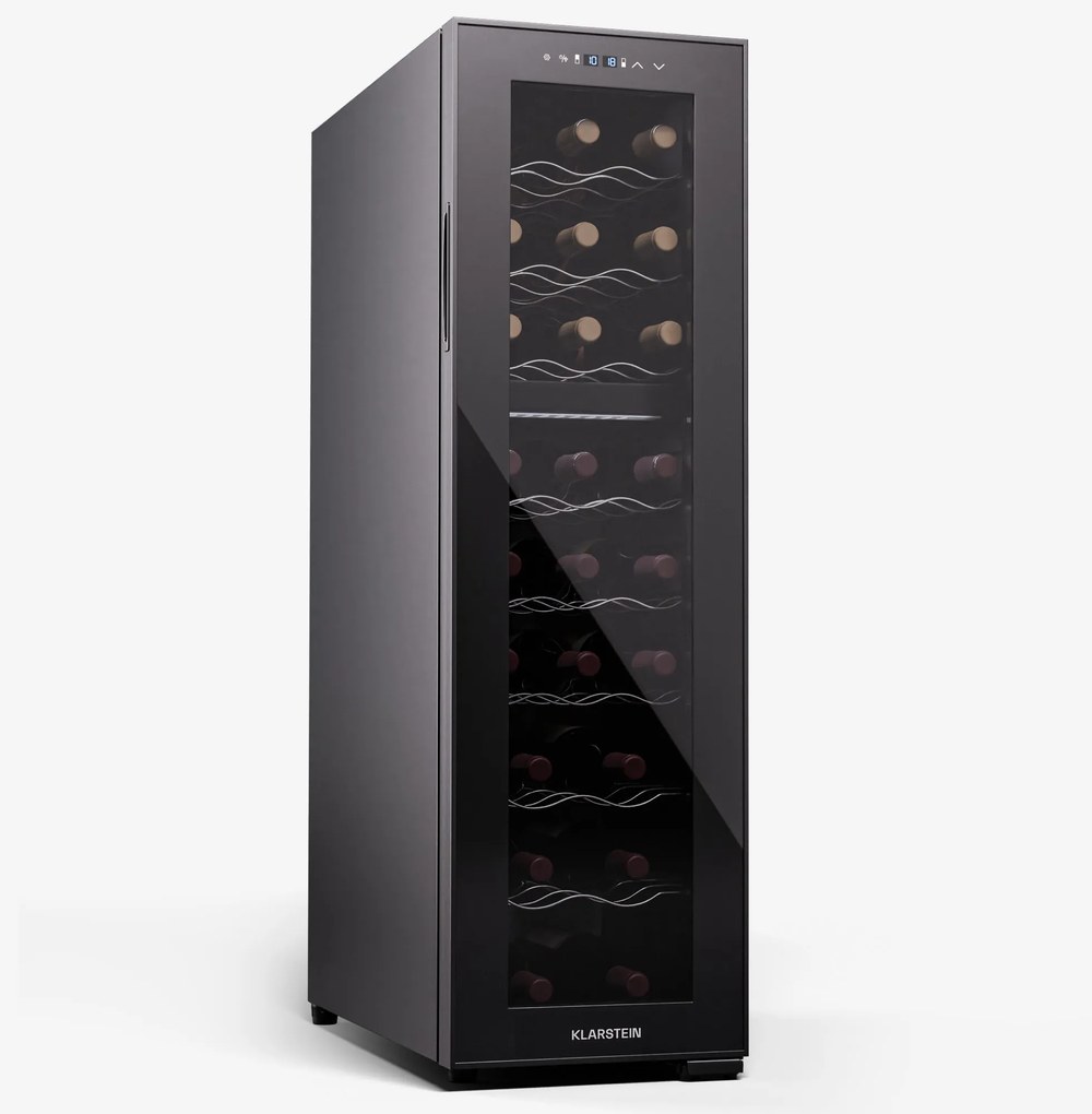 Klarstein Shiraz 24 Duo, borhűtő, 2 zóna, 75 l/24 palack, 5-18 °C, érintésvezérlés