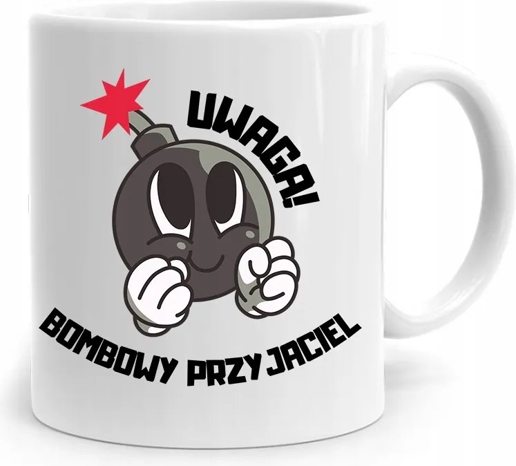 Bögre Ajándék Barátnak Figyelem Bomba nyomott mintával