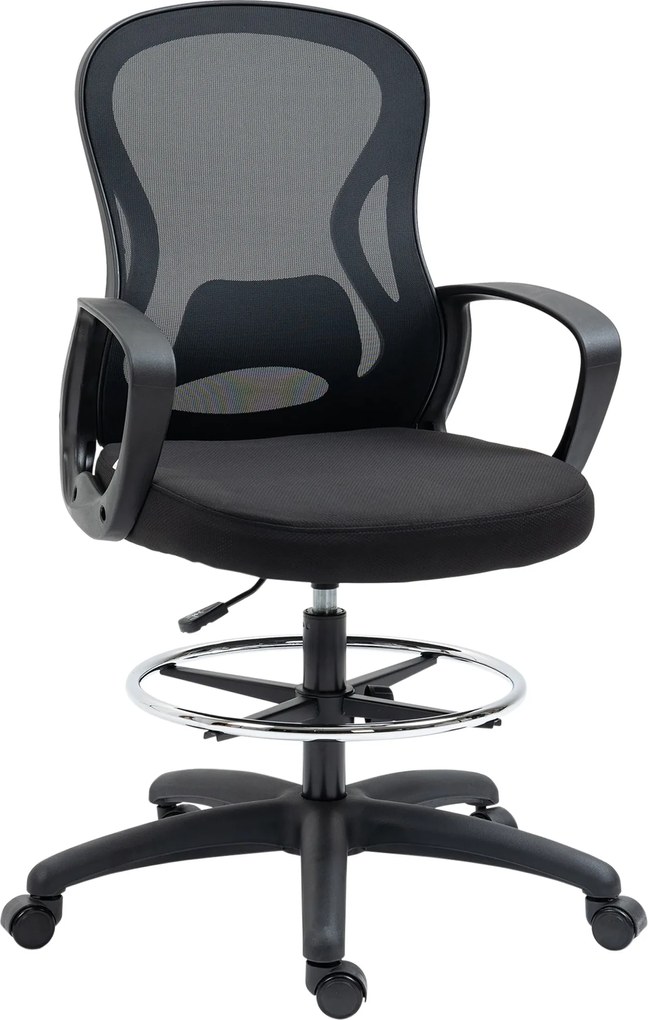 Vinsetto Magas Hátú Állítható Irodai Szék 59W x 65D x 124H cm 360° Forgatható Lélegző Fekete Háló | Aosom
