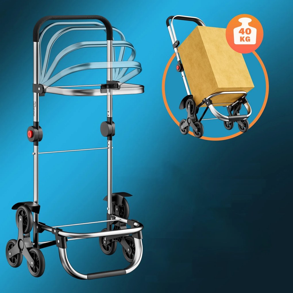 COMFORT bevásárlótáska lépcsőjáró kerekekkel, 50l, kék Monzana