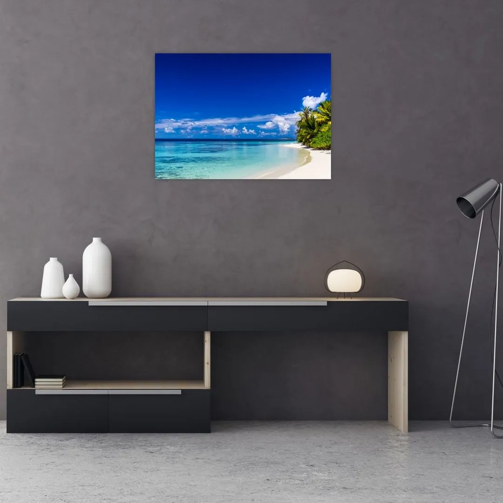Egy trópusi tengerpart képe (üvegen) (70x50 cm)