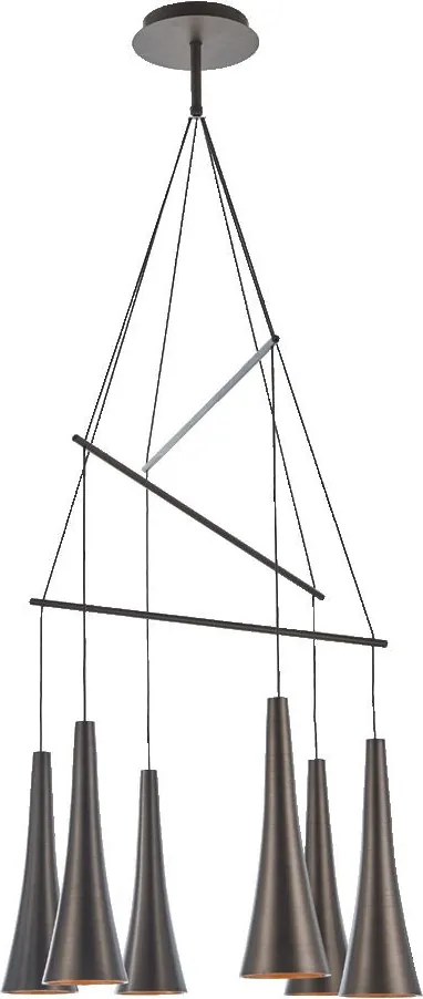 PREZENT 64412 MADERA Többágú Függesztett Lámpa Kávé, Réz LED IP20