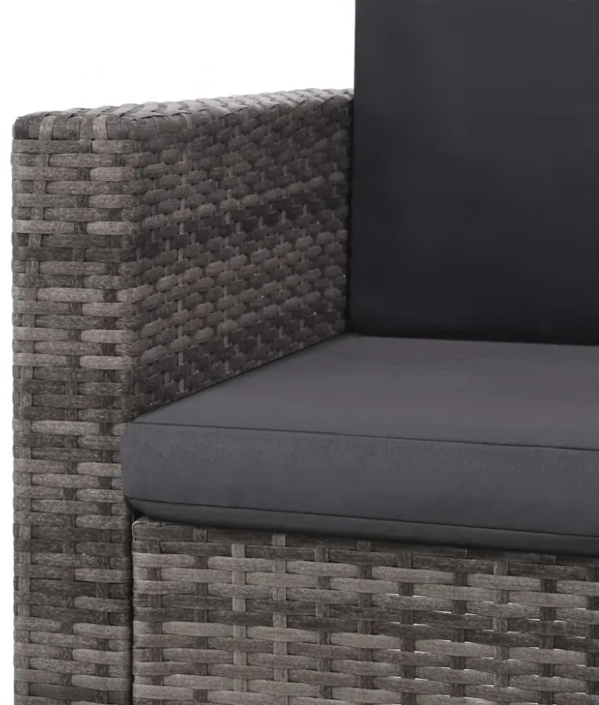 vidaXL 2 részes szürke polyrattan kerti bútorszett párnákkal