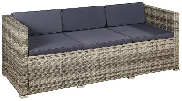 Juskys Punta Cana L kerti rattan bútor szett - szürke/antracit párnák