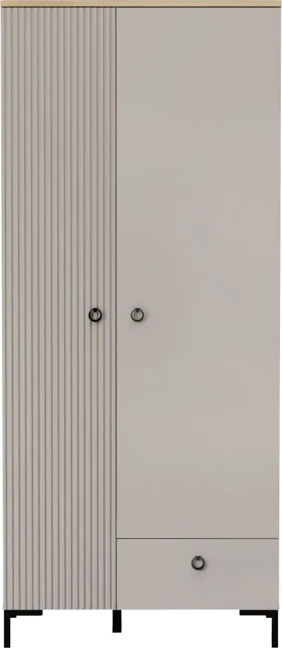 Szekrény, szürkésbarna Taupe/silverjack tölgy, DOMCA 2D1S