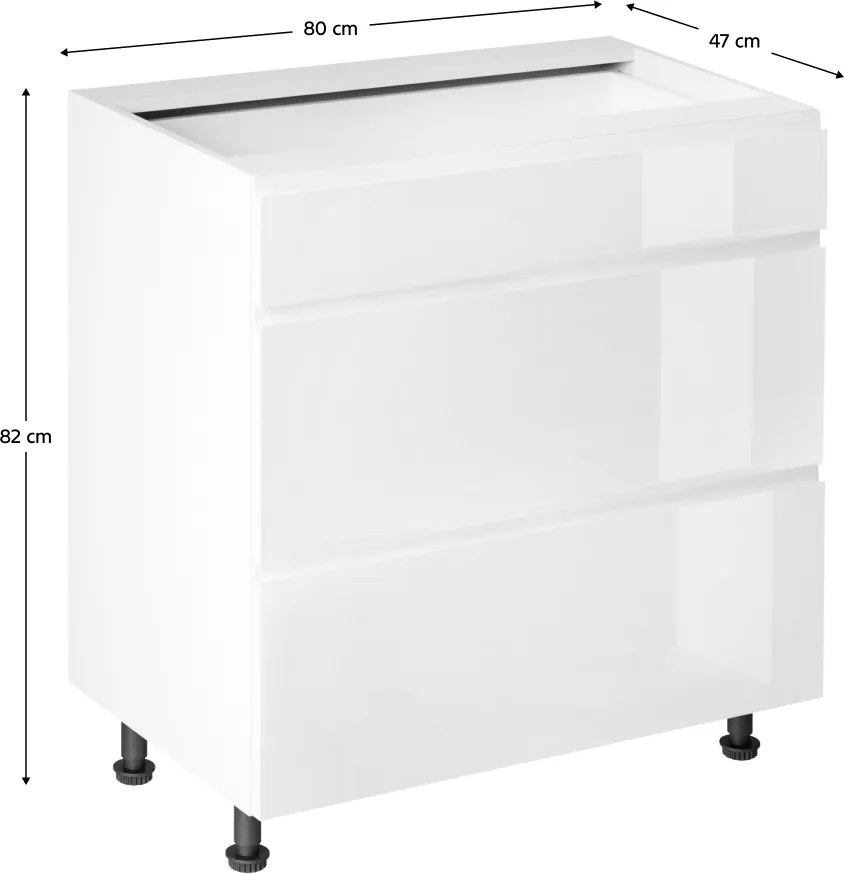 Alsószekrény, fehér/fehér extra magasfényű HG, AURORA D80S3