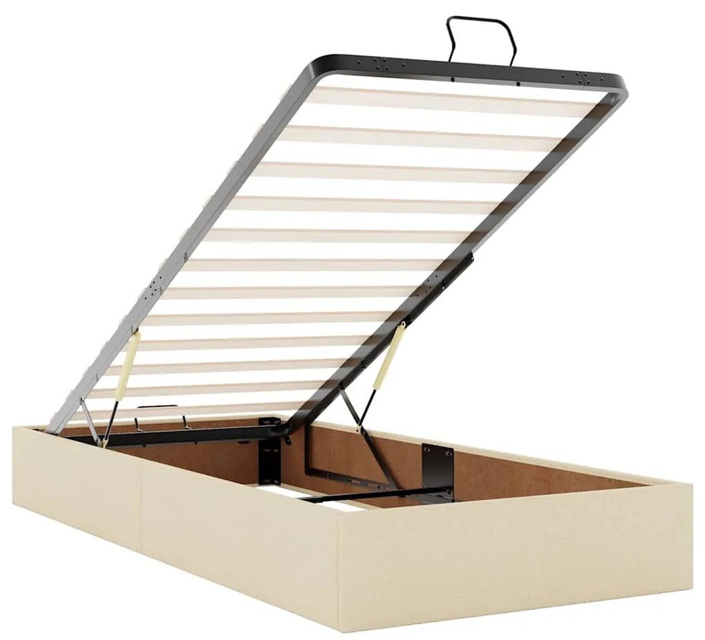 Ottomán ágykeret matrac nélkül krém 80x200 cm szövet