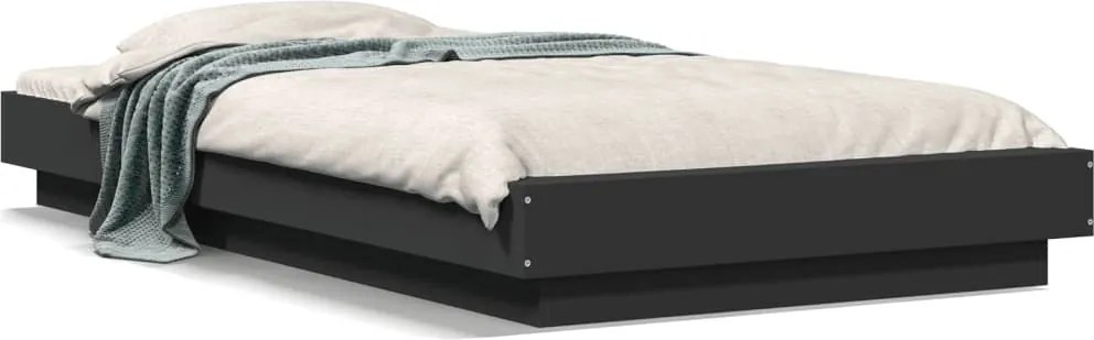 vidaXL fekete szerelt fa ágykeret 90 x 200 cm