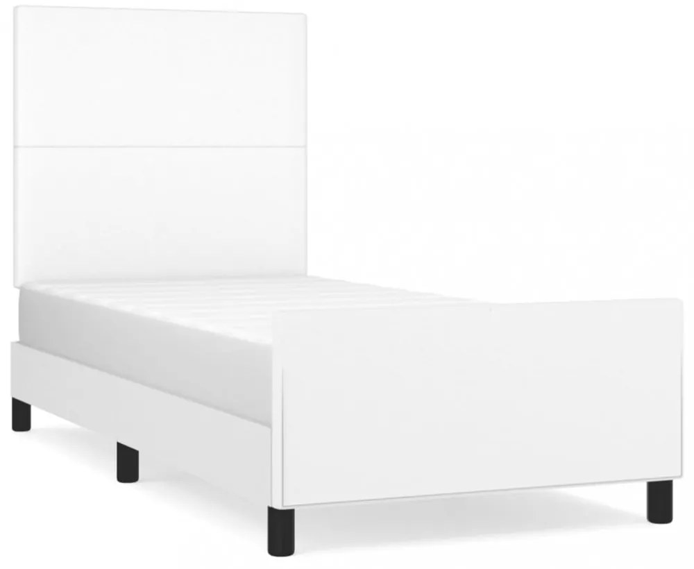 fehér műbőr ágykeret fejtámlával 80 x 200 cm