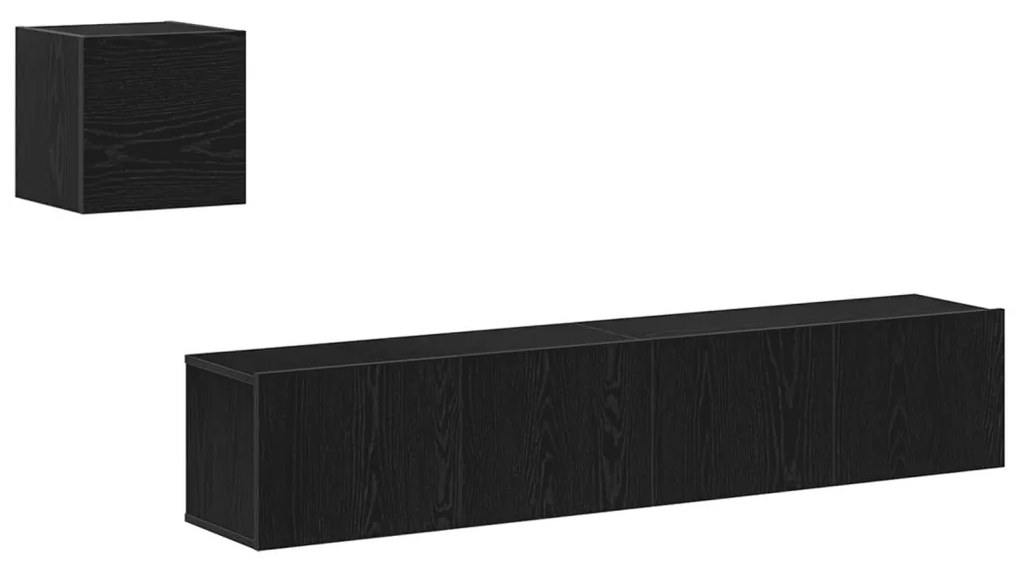 TV Szekrény Készlet 4 pcs Musta tammi 80 x 30 x 30 cm Faanyag