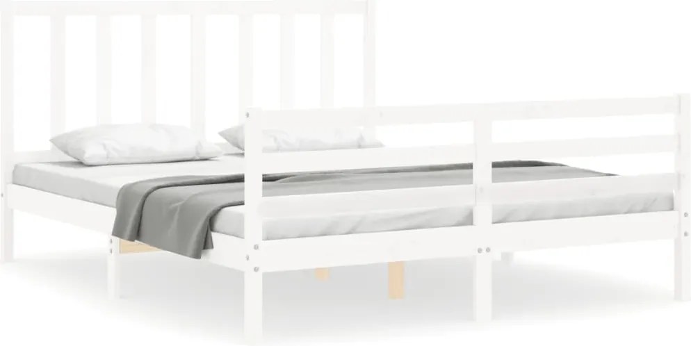 vidaXL fehér tömör fenyőfa ágy matrac nélkül 160 x 200 cm