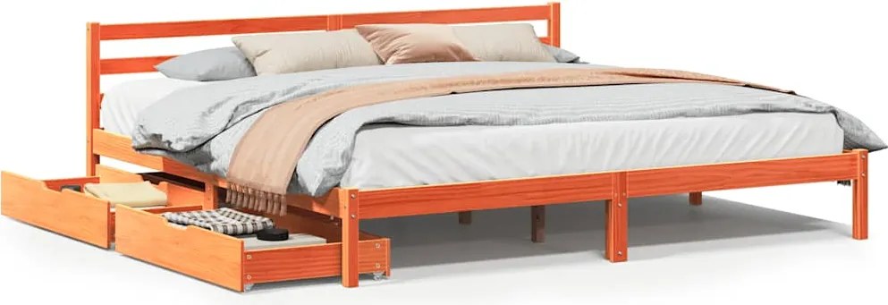 vidaXL viaszbarna tömör fenyőfa ágy matrac nélkül 200 x 200 cm