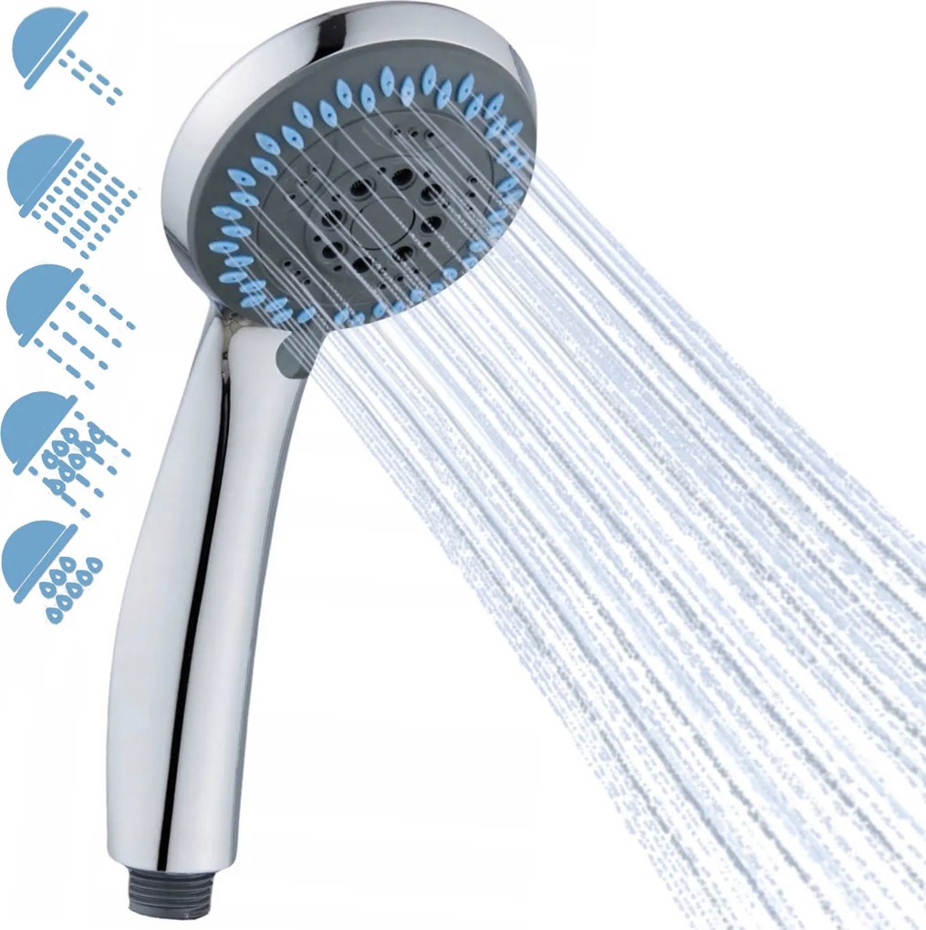 Zuhanyfej zuhanyhoz 5 funkciós, krómozott