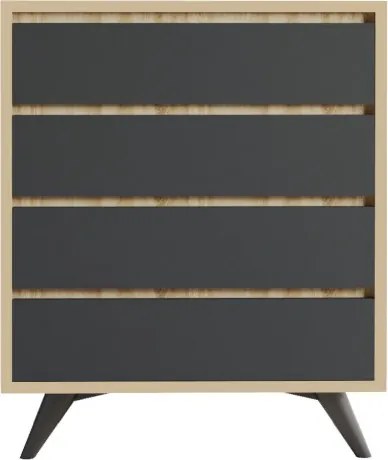Suvera komód, tölgy-antracit, 70 cm