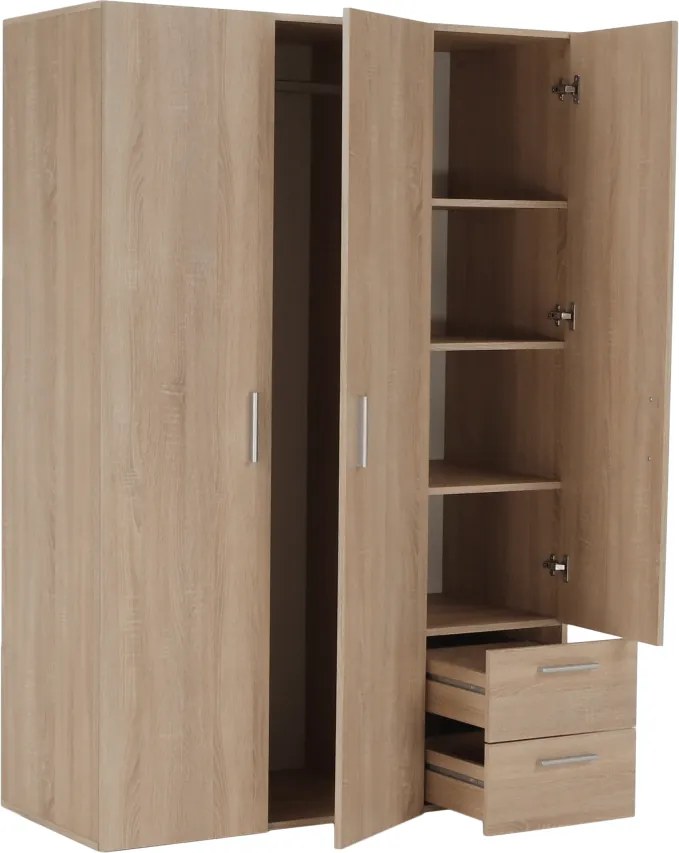 Gardróbszekrény polcokkal, sonoma tölgy, ADELI