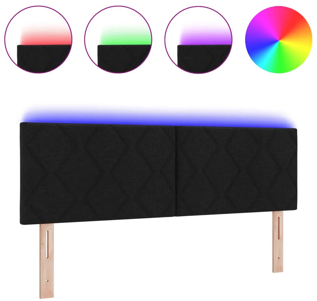 LED Fejtámla Gyémánt Blokk Mintával Fekete 144 cm Szövet