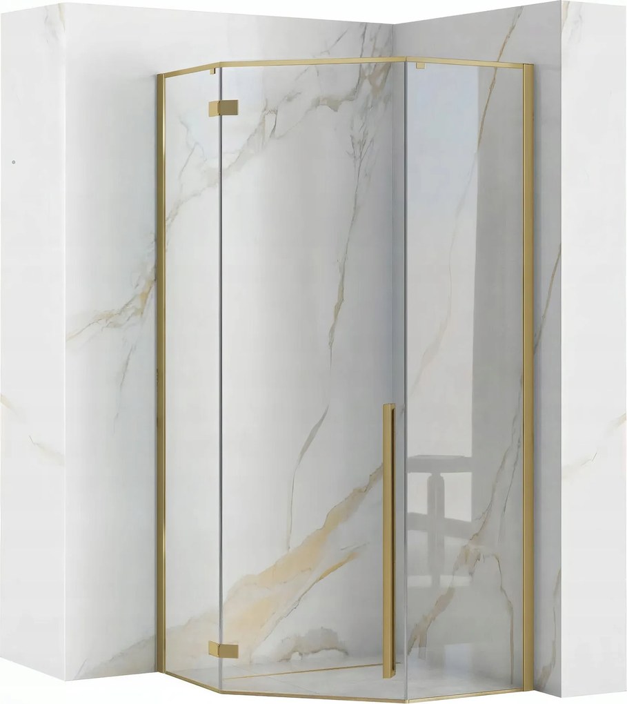 Zuhanykabin 90x90 Ötszögletű Sarok Arany Szálcsiszolt Rea Diamond