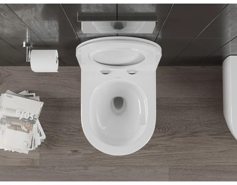 Mexen Carmen, falra akasztható wc csésze 490x365x340 mm, Perem nélküli Tornado + duroplast wc ülőke, fényes fehér, 30880500T