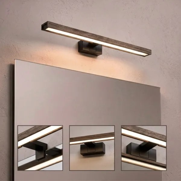 Brilagi - LED fürdőszobai tükör 3 az 1-ben WOODY MIRROR LED/12W/230V IP44 fekete/tölgy/dió