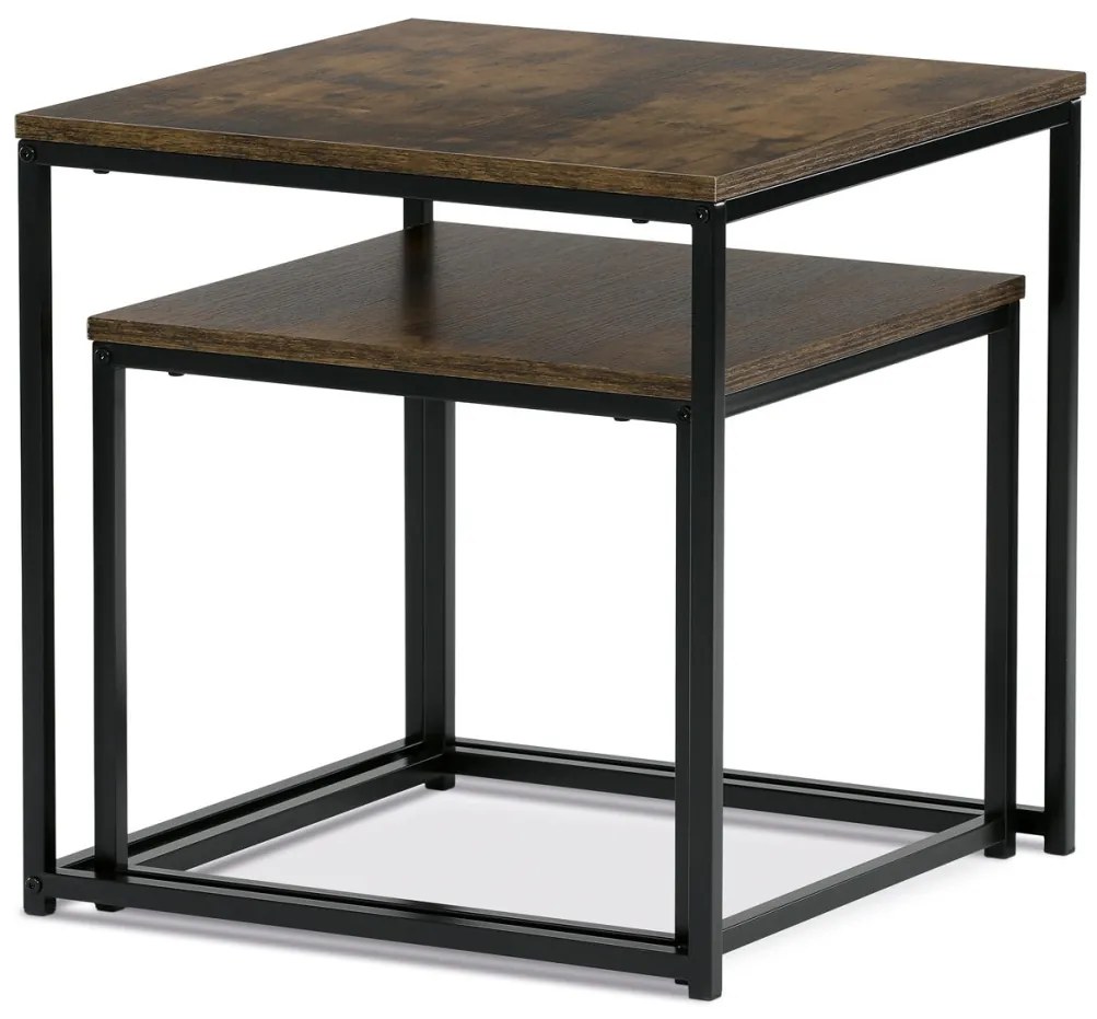 Set măsuță de cafea din 2 bucăți, MDF, decor stejar salbatic, cadru metalic