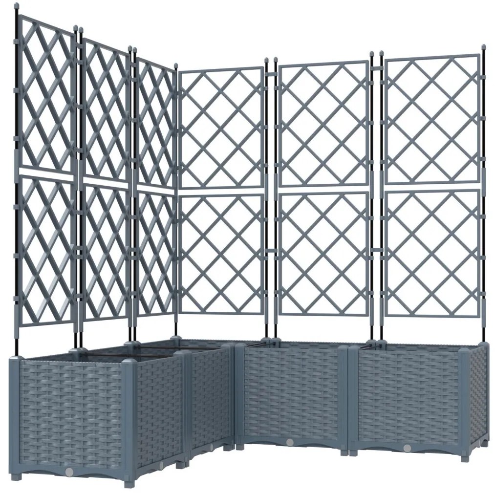 Kert Virágcserép Trellis-szel 5 db Világosszürke 120x120x143 cm